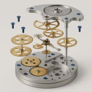 Vue eclatee technique dun mouvement horloger solidworks