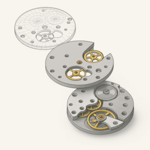 coupe eclatee mouvement horloger solidworks